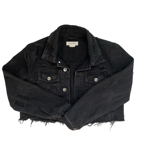 Ci Sono Jean Jacket Cropped Distressed Jeans Coat - Picture 2 of 11